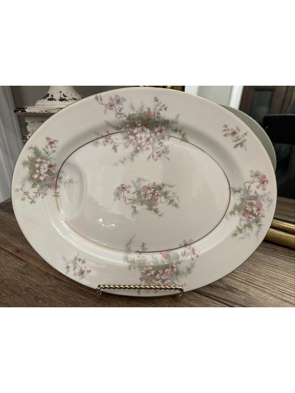 Theodore Haviland NY Apple Blossom 11″ Oval Platter w/ Juice Groove - Excellent